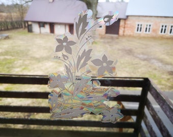 flowers suncatcher, floral window decal, rainbow maker, suncatcher for window, rainbow suncatcher sticker