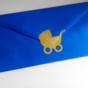 Baby Shower Invitation Envelope Seals, 20 Glitter Baby Carriage ...