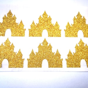 20 castle stickers, glitter castle labels, princess party decor, princess Birthday, gold glitter baby shower envelope seals, wedding decor
