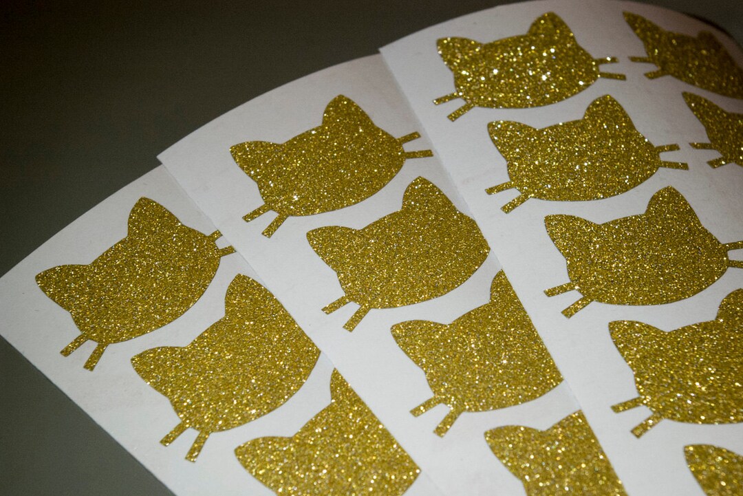 20 Glitter Cat Stickers Cats Party Decor Cats Birthday Kids Etsy