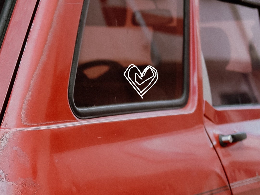 Simple Heart Decal Car Mirror Sticker Removable Vinyl Decal Etsy