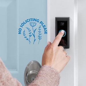 No Soliciting Decal Sticker, Floral No Soliciting Sign, Please No Soliciting, Wildflowers Sticker, Doorbell Sticker, Entrance Door Decal