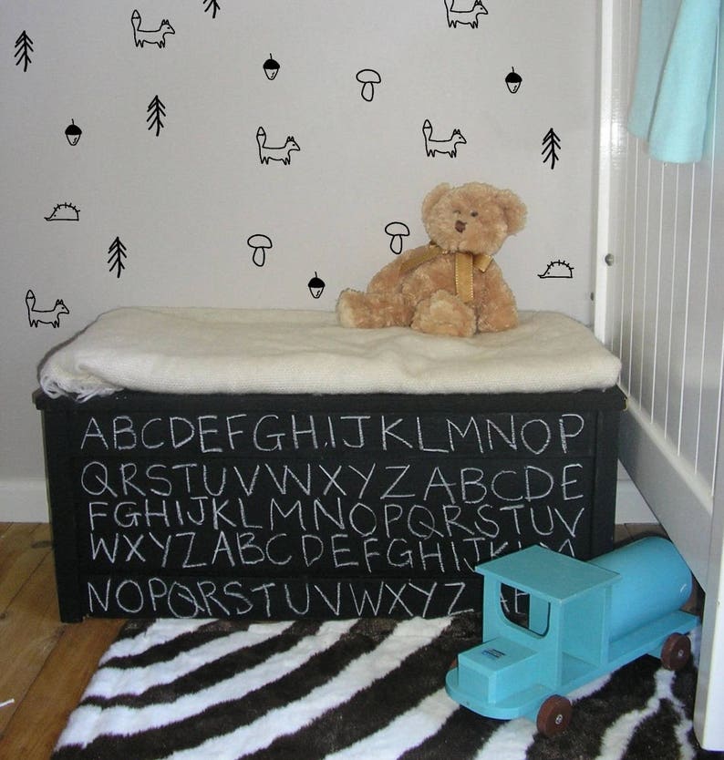 Woodland Stickers Woodland Theme Nursery Wall Decals Trees Etsy