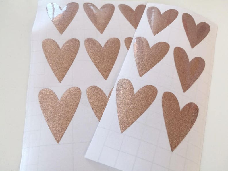 Rose Gold Heart Stickers Glossy Envelope Seals Rose Gold - Etsy