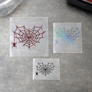 Applicazione ragnatela, vinile termoadesivo per costume di Halloween, vinile termoadesivo glitterato, design per magliette, trasferimento termico fai da te, decalcomanie termoadesive