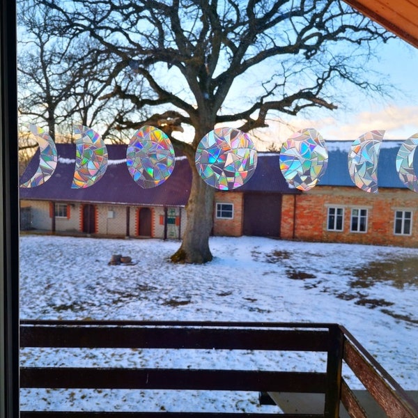moon phases suncatcher, lunar phases window decal, rainbow maker, suncatcher for window, rainbow suncatcher sticker