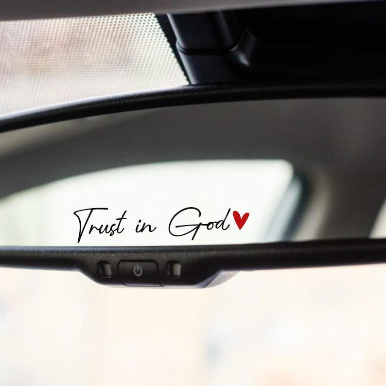 Christian Mirror Decal, Trust in God Catholic Sticker, Car, Laptop ...