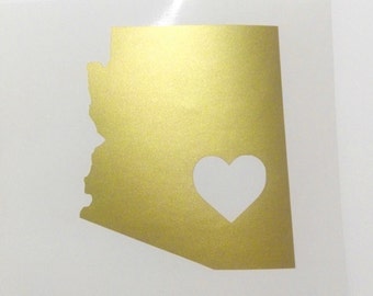 Arizona State sticker, ik hou van Arizona sticker met hart, laptop, raamsticker, gouden sticker, vinyl stickers, MacBook sticker, muur sticker, sticker