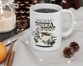 Coffee Lover Retro Cup Graphic Funny Poop Ceramic Mug - Gift for Coffee Lovers