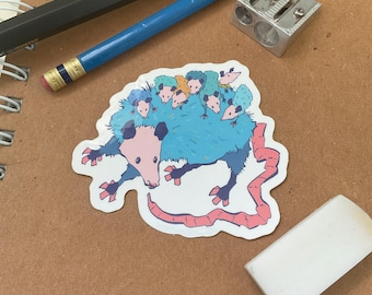 Mama possum glossy sticker