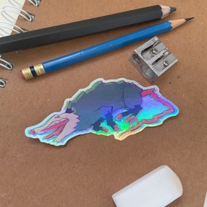 Playing Possum 4"x2" Holographic sticker