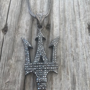 Large 4” Maserati Black| Hematite Pendant & 36” chain