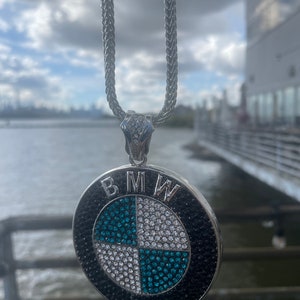 BMW BIG BLUE-Silver Black Emblem Pendant 3”Large|  Limited