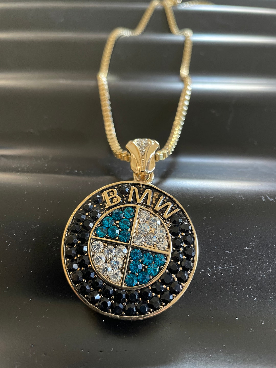 BMW BLUE -14K Gold Plated-black EMBLEM Pendant 1.5” Limited - Etsy