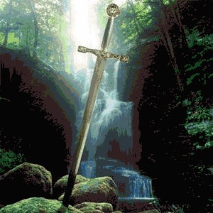 Sword in the Stone Counted Cross Stitch - Arthurian/Excalibur Inspired Pixel Art Pattern - Perler Hama Fuse Bead - Bead Weaving Pattern