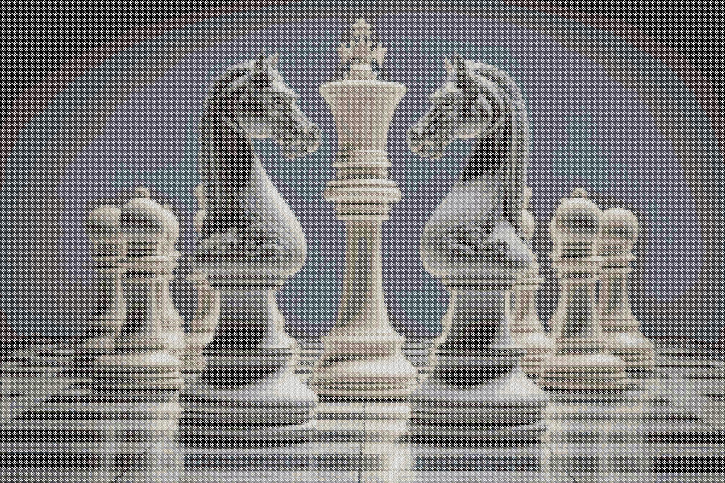 Chess Knights Face off Counted Cross Stitch Pattern - Chess Game Cross ...