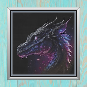 Galaxy Dragon Counted Cross Stitch Pattern Nebula Dragon Cross-Stitch Pattern Keeper Compatible Diamond Painting PDF Download