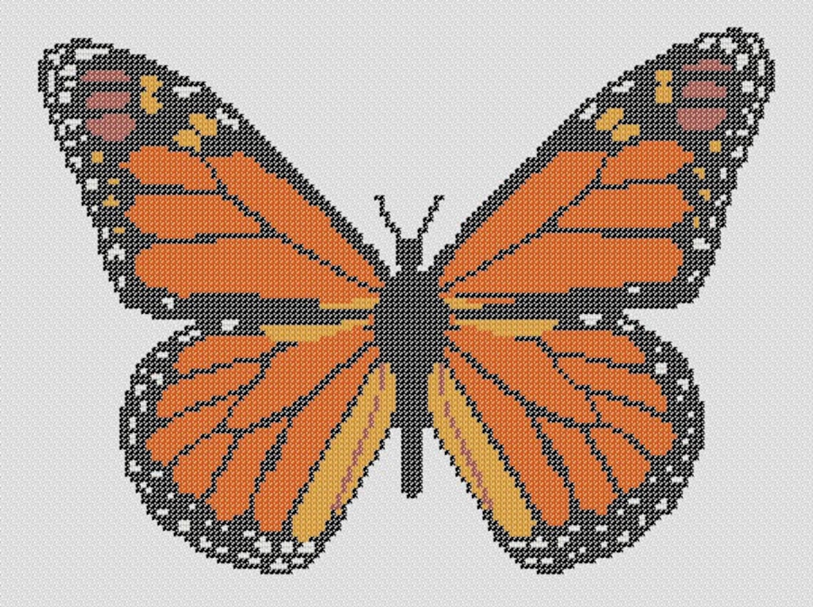 Monarch Butterfly Counted Cross Stitch Pattern Butterfly Pixel Art Pattern Monarch Perler, Hama