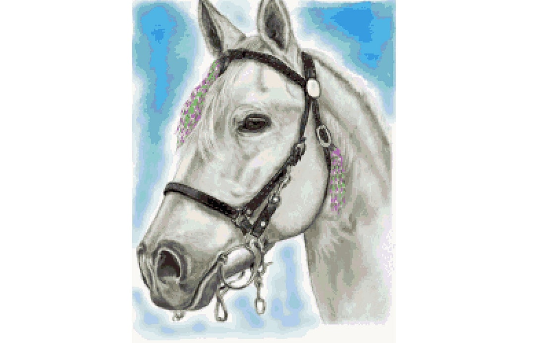 White Horse Head Cross Stitch Pattern - Equestrian Counted Cross-stitch ...
