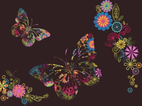 Modern Butterfly Counted Cross Stitch Pattern Butterfly Pixel