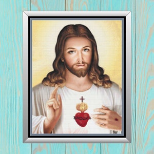 Divine Mercy of Jesus Cross Stitch Pattern - Sacred Heart Counted Cross-Stitch - Pattern Keeper Compatible Chart - Digital Download PDF File
