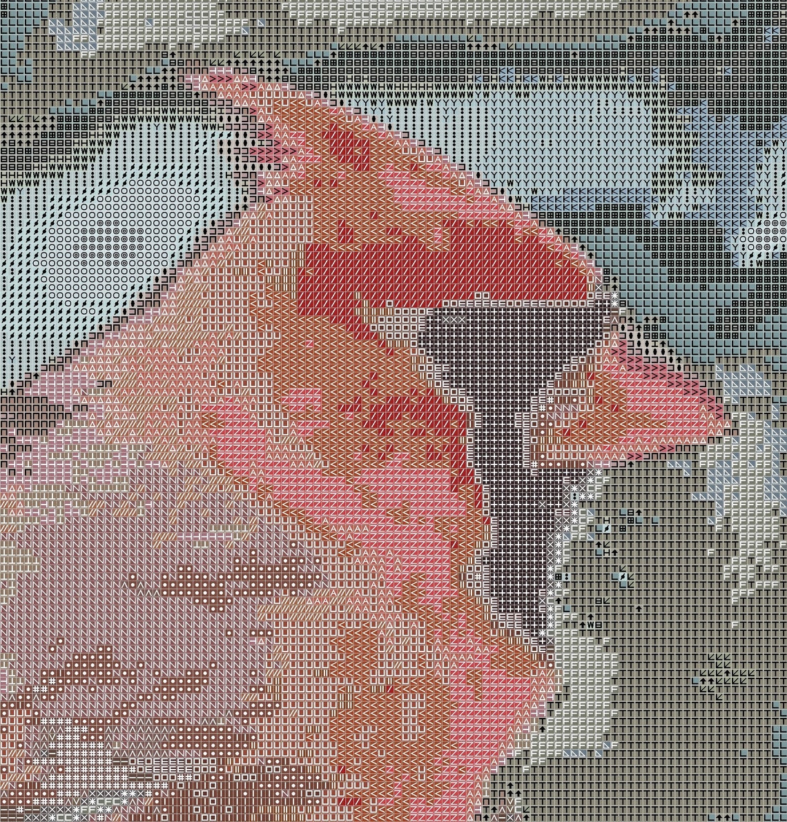 Cardinal in Winter Counted Cross Stitch Pattern Red Bird Crossstitch