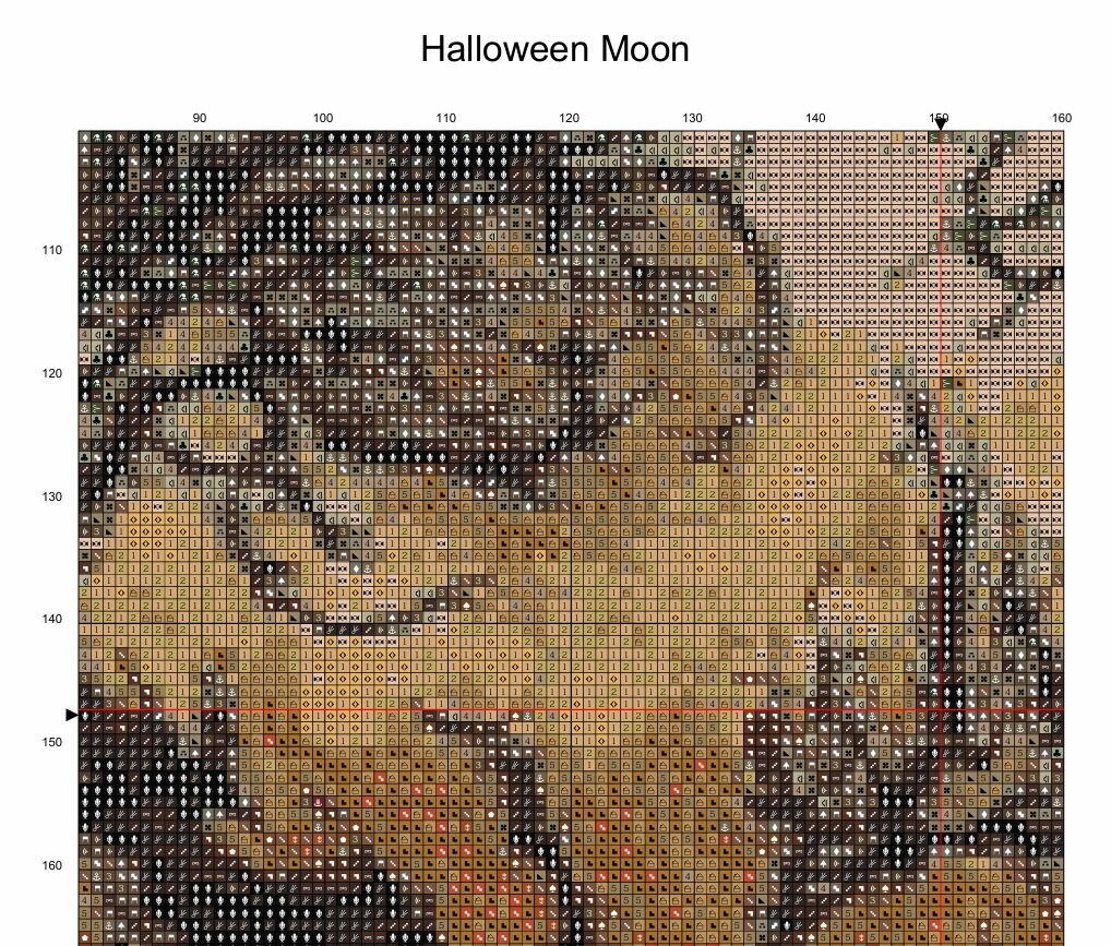 Halloween Moon Cross Stitch Pattern - Spooky Skull Tree Counted Cross ...