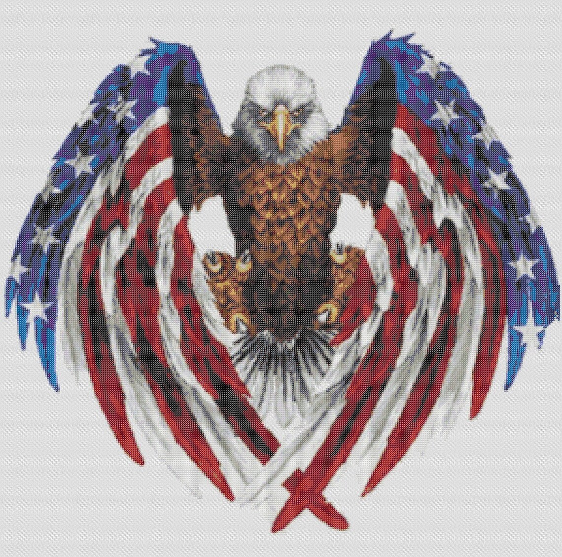 Patriotic Eagle Counted Cross Stitch Pattern USA Flag Pixel Etsy