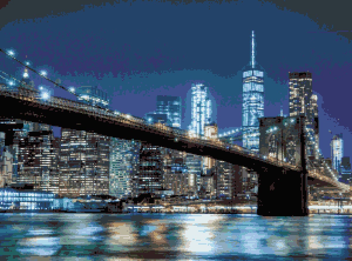 New York Counted Cross Stitch Pattern City Skyline Pixel Art Pattern Brooklyn Bridge Perler Hama