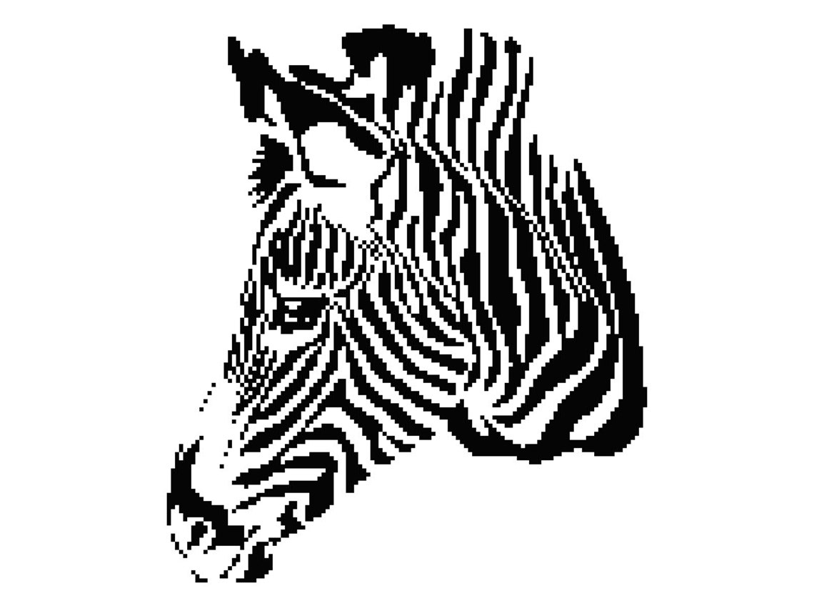 Zebra Head Counted Cross Stitch Pattern Zebra Outline Pixel Etsy