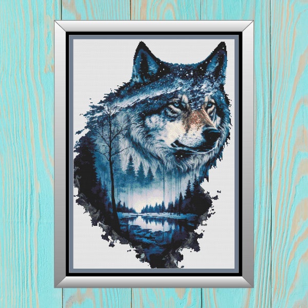 Life of the Wolf Cross Stitch Pattern - Grey Wolves Head Counted Cross-Stitch - Pattern Keeper Compatible Chart - Digital Download PDF File