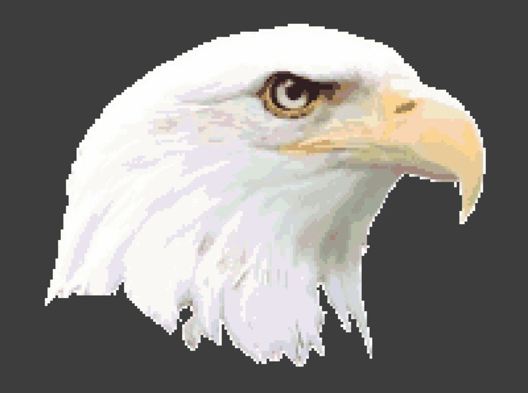 Bald Eagle Counted Cross Stitch Pattern Eagle Head Pixel Art Pattern