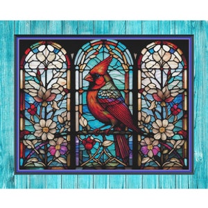 Cardinal Diamond Painting Finished Christmas Red Bird Art Canvas Print Décor