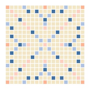 Scrabble Game Board Counted Cross Stitch Pattern - Family Game Night Pixel Art Pattern - Gameboard Perler Hama Fuse Bead Weaving Pattern