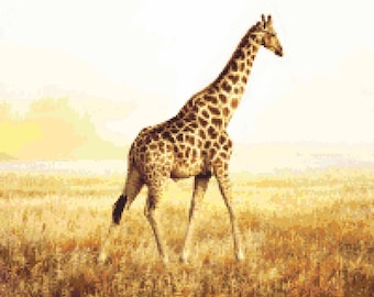 Wandering Giraffe Counted Cross Stitch Pattern - Giraffe Pixel Art Pattern - Giraffes Perler, Hama, Fuse Bead Pattern - Bead Weaving Pattern