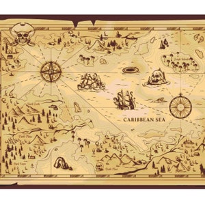 Pirate Treasure Map Cross Stitch Pattern - Cartographer Gift Counted Cross-Stitch Pattern - Adventure Treasure Hunt Pixel Art (PDF Download)