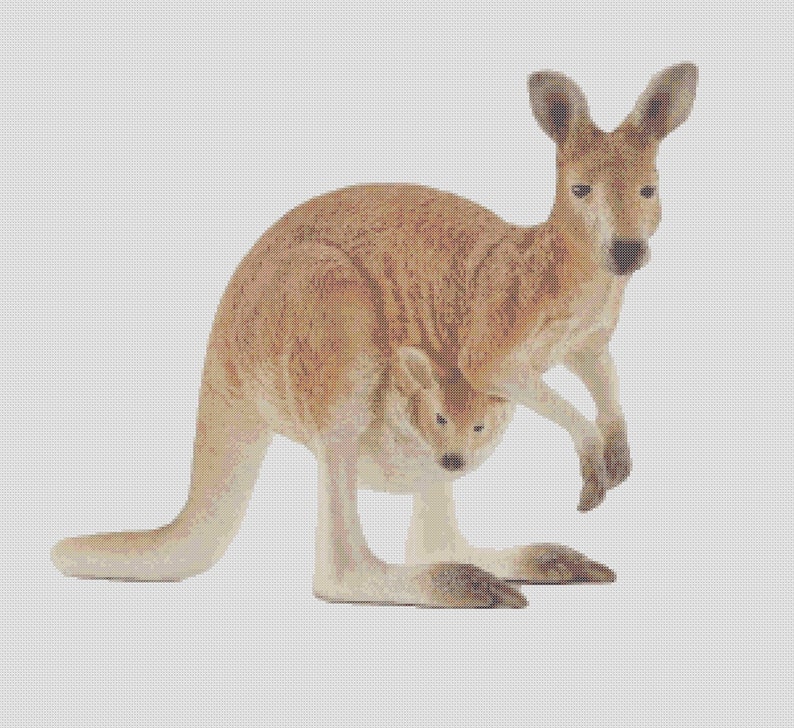 Kangaroo and Joey Cross Stitch Pattern Baby Kangaroo Counted Cross