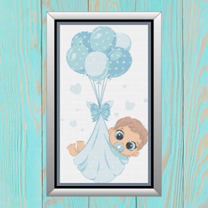 Padrão de ponto cruz para entrega especial de bebê menino - Padrão de ponto cruz para anúncio de nascimento - Download em PDF para chá de bebê