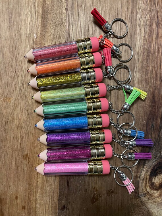 3D Pencil Keychain Pencil Keychain Teacher Keychain Etsy