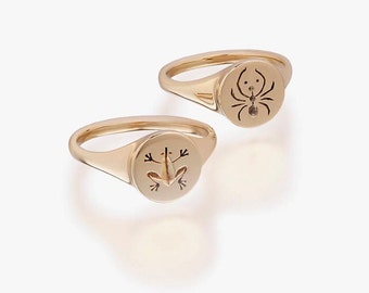 Openjart Personalizzabile Signet Ring in Argento Sterling o Oro 14k