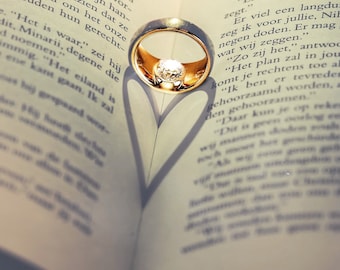 Openjart Inside Out White Sapphire Wedding Band in oro giallo o bianco