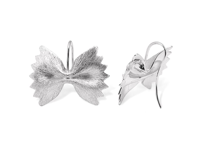 Openjart Short Farfalle Pasta Earrings, sterling silver