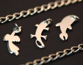 Ciondolo Openjart Zoo Gecko Lizard in argento sterling, lucidato a specchio, unisex