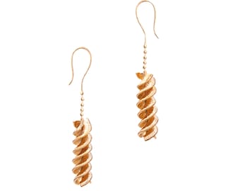 Openjart breve Fusilli Pasta orecchini in oro 18k vermeil (argento dorato)