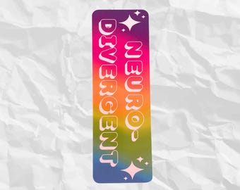 Rainbow neurodivergent sturdy bookmark glossy front and matte back
