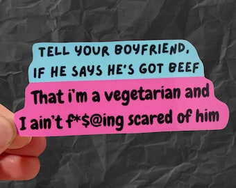 Tell your boyfriend if he says he’s got beef lyric vinyl water resistant sticker