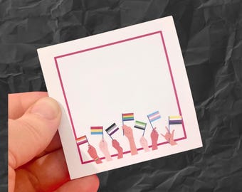 LGBTQ+ flags pink and white sticky Post-it® Notes