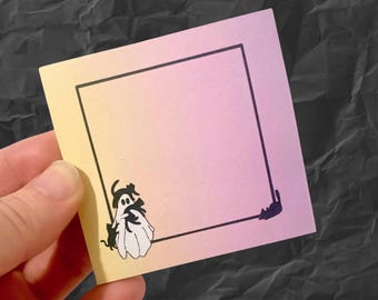 Cute pastel ghost with black cats sticky note Post-it® Notes