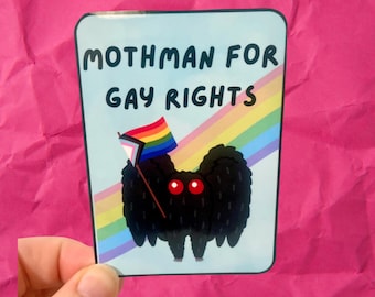 Mothman cryptid gay rights lgbtq vinyl sticker