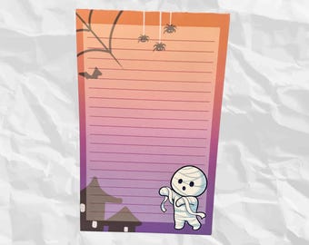 Mummy Halloween cute ombré lined notepad